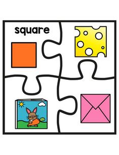 a puzzle piece with the words square and an image of a bunny on it's face