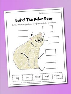 a polar bear worksheet with the words label the polar bear