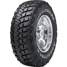 an all terrain tire on a white background