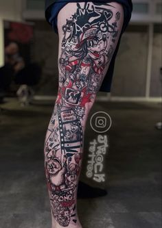 Legsleeve tattoo based on cartoons from the USSR and Russia
Cartoon tattoo trash polka tattoo