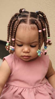 toddler braided hairstyles with beads Baby Hair Braids, Toddler Hairstyles With Beads, Bead Hairstyles For Kids Natural, Toddler Braided Hairstyles With Beads, Babygirl Hairstyle, Lil Girl Hairstyles Braids, Braided Hairstyles With Beads, Babies Hairstyles, Kids Braids With Beads