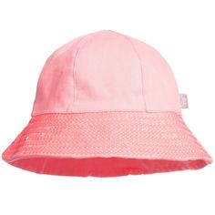 BILLIEBLUSH Baby Girls Coral Pink Cotton Sun Hat Pink Cotton, Coral Pink, Sun Hat