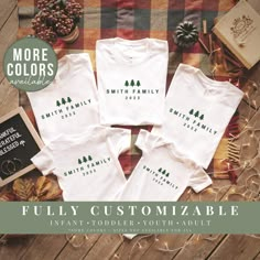 YOUTH - TODDLER - INFANT ITEMS https://www.etsy.com/listing/906803341 Merry Christmas! Make amazing memories with your family this year with these elegant vintage family Christmas shirts for the whole crew. >> Please enter personalization EXACTLY as you want << Smith family 2022 - OR - Smith family 2022 ** We will make all shirts exactly as requested in the personalization box. Please message with any questions! :: S I Z I N G ::  > All products are unisex sizes > Please check size chart to ensure proper fit. I am not able to exchange due to sizing issues, unless the item does not match the size chart. --------------------------------------------- :: Short Sleeve SHIRTS (Adult and Youth) :: Bella + Canvas Shirts are 100% cotton and they feel as good as they look. They are made from super s Customizable Cotton Christmas T-shirt, Customizable White Christmas Tops, Customizable White Tops For Holiday, Customizable Short Sleeve Christmas Tops, Casual Customizable Christmas Tops, Casual Christmas Tops With Customizable Details, Casual Customizable Tops For Christmas, Customizable Cotton Tops For Holidays, Christmas Custom Print Cotton T-shirt