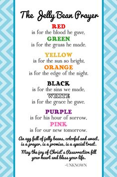 an image of a poem with the words, the jelly bean prayer in different colors