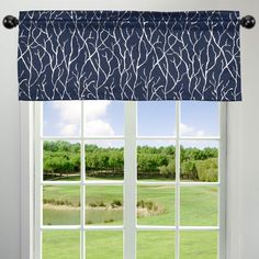 PRICES MAY VARY. 100% Polyester Imported Package Includes : One valance. Premium triple-woven blackout fabric. Extremely soft to touch. Artistic Style: This window valance has modern aesthetic and features a stylish silver tree branch print. Kotile valance curtain provides an easy and inexpensive way to add color and style to kitchen window, bathroom small window and more. Window Valance Dimension: Valance measures W52" x L18" + 2" Header. Header Type 3" rod pocket which can fit most standard cu Navy Kitchen Blinds, Amazon Valances, Curtain For Window, White Valance, Kitchen Window Valances, Traditional Curtains, Country Curtains, Grey Curtains, Curtain Valance