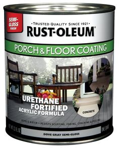 a can of rust - oleum porch and floor coating with the words, urethane