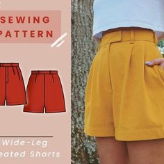 Wide Pleated Shorts high Waisted Digital PDF Sewing Pattern // US Size 00-14 // Instant Download With 4 Printable Sizes - Etsy 50s Shorts, Diy Sy, Diy Vetement, Shorts High Waisted, Sewing Design, Diy Sewing Clothes, Clothes Sewing Patterns, How To Make Clothes, Pleated Shorts