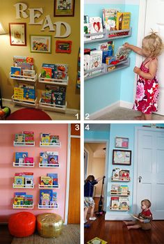 four different pictures of children's books on the wall and below them is an instagram