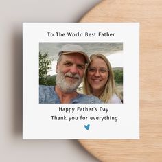 a happy father's day card with an image of a man and woman on it