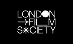 the london film society logo is shown in white on a black background, with an orange and