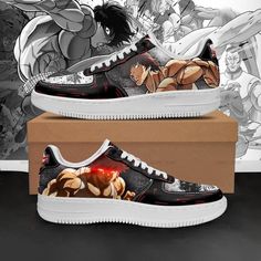 Baki Hanma, Air Force Shoes, Anime Shoes, Exclusive Shoes, Shoes Air, Air Force Sneakers, Sneaker Collection, Dinosaur Print, Custom Shoes