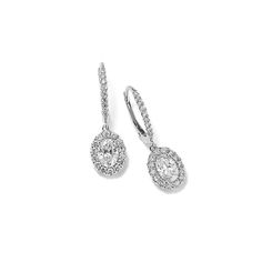 Add sparkle to any look with these lab-grown diamond earrings. Crafted in bright 14-karat white gold  these dangle earrings feature an oval diamond surrounded by a shimmering halo. Additional diamond accents along the front of the secure lever back closure round out this luxe look. Luxury Lab Grown Diamond Halo Earrings, Oval Diamond Earrings, Oval Diamond Earring, Diamond Halo Earrings, Halo Diamond Earrings, Halo Earrings, Step Kids, Diamond Dangle Earrings, Dangling Earrings