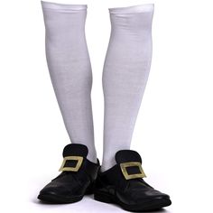 PRICES MAY VARY. Skeleteen Over the Knee Long White Socks are ideal for any vintage European Halloween costume. The socks are 17" tall and made of a stretchable knit so it should go easily over almost every calf. These socks are great for costumes of a Scottish Highlander, Bavarian Trachten lederhosen, and more. Great socks for Colonial Day, an Oktoberfest parade or party, Halloween, a school girl uniform, etc. Skeleteen items are made of tested materials that are non-toxic and safe. Skeleteen R Colonial Costume, Long White Socks, Historical Shoes, Girl Uniform, St Patrick's Day Costumes, White Costume, John Hancock, White Costumes, Victorian Costume