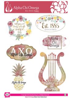 the alphabet stickers are designed to look like flowers and pineapples, with different font