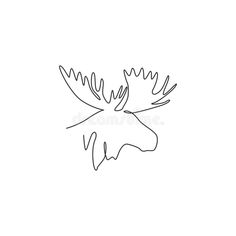 continuous line drawing of a moose's head royalty illustration