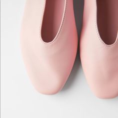 Comfortable And Soo Pretty... They’ll Be Your Favorite Flats .. Euro Size 37(6.5), 38(7.5), 39(8), 40(9), 41(10) Chic Pink Leather Ballet Flats, Spring Flats With Padded Heel, Feminine Leather Court Shoes With Padded Heel, Chic Pink Almond Toe Ballet Flats, Feminine Low Heel Leather Court Shoes, Spring Court Shoes With Flat Heel, Pink Closed Toe Flats For Work, Pink Leather Almond Toe Flats, Feminine Leather Heels With Round Toe