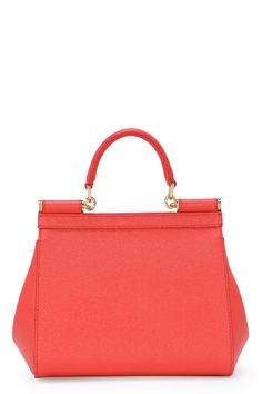 Dolce & Gabbana medium sicily bag in coral. External composition: 100% Calfskin; Internal composition: 90% Cotton 10% Calfskin Inner Zipper pocket, cell phone holder; Top handle, adjustable/detachable strap H18.5 x W20 x D10 cm Fits Iphone 15 Pro Max Made in IT Red Leather Handbags, Coral Red, Dolce E Gabbana, Leather Cap, Mua Sắm, Black Crossbody, Logo Stamp, Dolce & Gabbana, Sicily