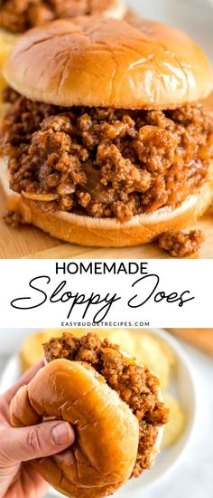 the homemade sloppy joes sandwich is ready to be eaten