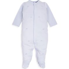 These pajamas are made of the ultra-soft Pima Cotton. They are super comfy and breathable. Pima cotton is the highest quality cotton in the world. It has a silky touch and it is a natural fabric what make it ideal for babies' delicate skin. Theses adorable pjs are the best first outfit for a newborn. They are the ideal coming home outfit. These special pieces have been hand embroidered with lots of love by talented women in Peru. | Baby Bloom Organics | Pima Pajama, Cloud (Blue, Size Preemie) | Sleepwear Dress, Footie Pajama, Baby Pajamas, Natural Fabric, Coming Home Outfit, Buy Buy, Embroidered Clothes, Buy Buy Baby, Home Outfit