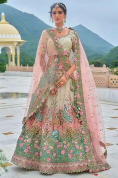 Multicolor Embroidered Silk Designer Lehenga Set Blouse Design Wedding, Lehenga Blouse Design, Embroidery Lehenga, Bridesmaid Lehenga, Teal Ombre, Lehenga Online, Lehenga Style, Net Lehenga, Embroidered Lehenga