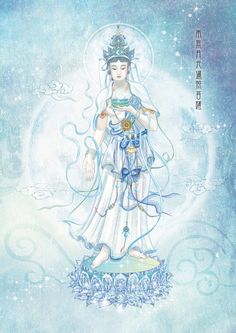 an image of the goddess in blue and white