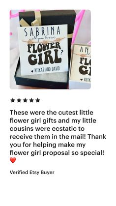 flowers are the cutest little flower girl gifts and my little coupre were electric to receive them in this small thank card