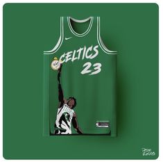 a basketball jersey with an image of boston's michael pierce on the front and back