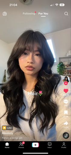 Bangs On A Long Face, 2023 Haircut Straight Hair, Short Layered Haircuts With Long Hair, Blowouts With Bangs, Black Long Layered Hair With Bangs, Long Hair Blowout With Bangs, Makeup For Bangs And Glasses, Hair Styles For Prom With Bangs, Anime Style Bangs