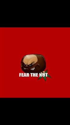 a red background with the words fear the not and an image of a demon on it