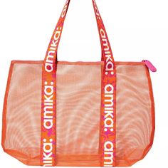 Amika Beach Tote Bag New Trendy Pink Beach Bag For Shopping, Pink Bag For Daily Use In Summer, Pink Everyday Summer Bag, Summer Everyday Pink Bag, Summer Everyday Pink Bags, Trendy Pink Beach Bag For Daily Use, Pink Bag For Everyday Use In Summer, Pink Packable Travel Bag, Pink Summer Bags With Removable Pouch