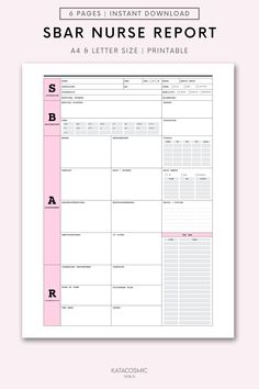 the printable sample sheet for an infant nurse's report, with pink and white stripes