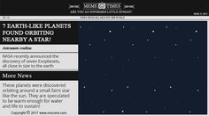 an image of the website page for earth - like planets found orbiting nearby astar