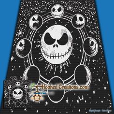 a cross stitch pattern with skulls and stars in the sky, as well as an image of