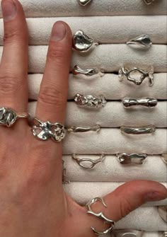 Silver Rings Aesthetic Vintage, Jóias Body Chains, Girly Jewelry, Mendoza