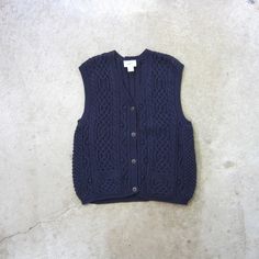 Preppy Cotton Knit Sweater Vest | Button Up Navy Blue Knit Vest Top | Pom Pom Cable Knit Prep Fall Sweater Vest with Pockets Unisex Blue Knit Vest, Knit Vest Top, Vest With Pockets, Knit Sweater Vest, Fall Sweater, Beautiful Knitting, Knit Vest, Fall Sweaters, Vest Top