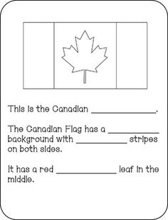 the canadian flag is shown in this worksheet for students to learn how to read