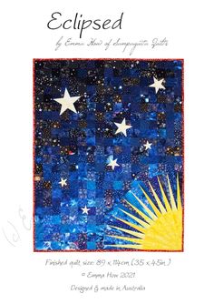 the cover of eclipsed magazine with stars in blue and yellow, on a white background