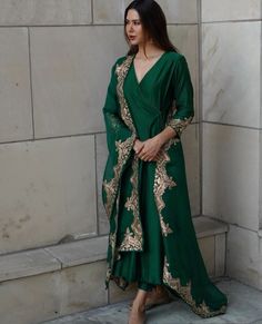 @navpreetxdairy Bottle Green Dress, Sonam Bajwa, Suit Anarkali, Indian Outfits Lehenga, Fashionable Saree Blouse Designs, Desi Outfits