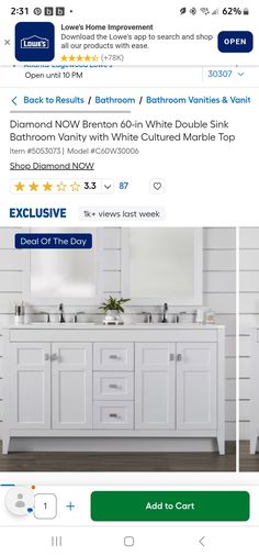 an ad for bathroom vanities and vanity tops on the app store's website