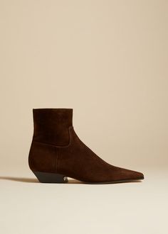 The Marfa Ankle Boot in Coffee Suede Flat Suede Ankle Boots, Casual Techwear, Shop Boots, Sandals Flats, Pre Fall Collection, Ankle Boots Flat