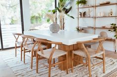 a dining room table and chairs with the words how to care for our concrete furniture