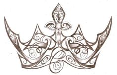 a drawing of a crown with swirly designs on it's sides and back