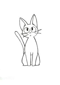 a black and white drawing of a cat on a white background with the caption's name