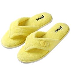 Slip your feet into these stylish thong slippers and have the strain on your feet melt away. These slippers feature a simple slip-on style that can be easily put on and taken off. Constructed with soft plush exterior, these slippers are cozy and fashion-forward. The soft foam foot-bed makes you feel like you're walking on clouds that were made just for you. You'll be extra comfortable while you relax after a long day or handle things around the house. Perfect for indoor and outdoor use, these sl Yellow Outfit, Walking On Clouds, Yellow Shoes, Foot Bed, Home Wear, House Shoes, How To Make Bed, Soft Texture, Walk On