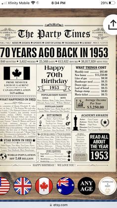 an old newspaper with the words 70 years ago back in 1933 and some canadian flags