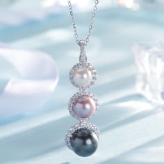 Three Pearls Radiant Trio Pearl Pendant Necklace - House Of Pearls Ballet Beauty, Iridescent Purple, Golden South Sea Pearls, Pearl Necklace Earrings, Pearl Jewelry Necklace, Pearl Design, Pearl Necklaces, Pearl Types, Tahitian Pearls