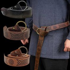 Viking Leather Belt with Knotwork - Odin's Treasures Hooded Armor, Masquerade Men, Medieval Cosplay, Viking Belt, Medieval Belt