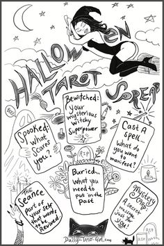 a black and white poster with words written on it that say halloween, trick or treat