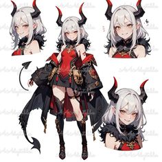 an anime character with white hair and horns