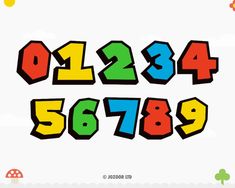 the numbers are in different colors and shapes